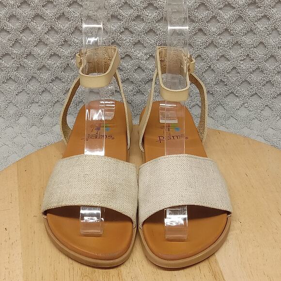 Palms Sandals Girls 12M Canvas Gladiator Shoe Beige - Picture 3 of 7